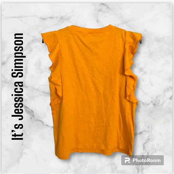 NWT Jessica Simpson YARA RUFFLED SLEEVES BLOUSE BUTTERCUP/GOLD SIZE:SMALL - Picture 2 of 10